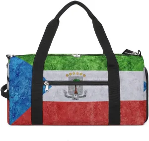 Sports Duffel Bag with Equatorial Guinea Flag Textured Shoe Compartment Waterproof for Travel Gym