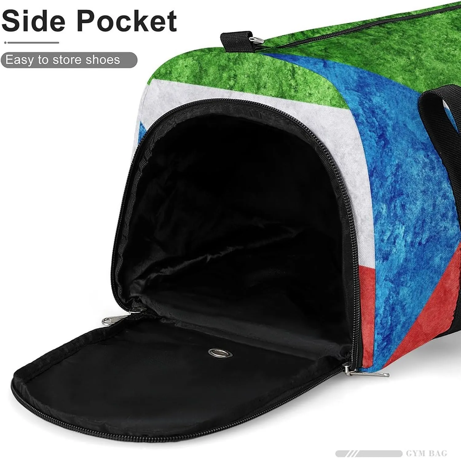 Sports Duffel Bag with Equatorial Guinea Flag Textured Shoe Compartment Waterproof for Travel Gym