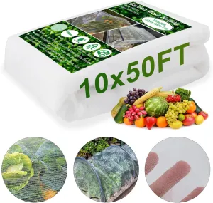 SPORTYOUTH 10x50 ft Garden Netting, Ultra Fine Mesh Garden Bird Netting Mosquito Pest Insect Bugs Barrier Raised Beds Net for Fruit Trees Flowers Vegetable Plants Blueberry Bush Protection