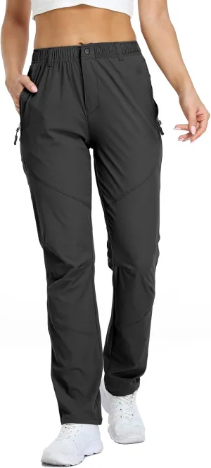 SPOSULEI Womens Summer Lightweight Pants Outdoor Nylon Quick Dry Travel Golf Hiking Sweatpants with Zipper Pockets