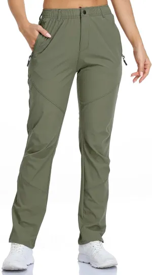 SPOSULEI Womens Summer Lightweight Pants Outdoor Nylon Quick Dry Travel Golf Hiking Sweatpants with Zipper Pockets
