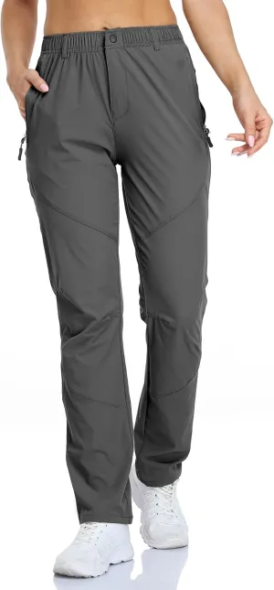 SPOSULEI Womens Summer Lightweight Pants Outdoor Nylon Quick Dry Travel Golf Hiking Sweatpants with Zipper Pockets