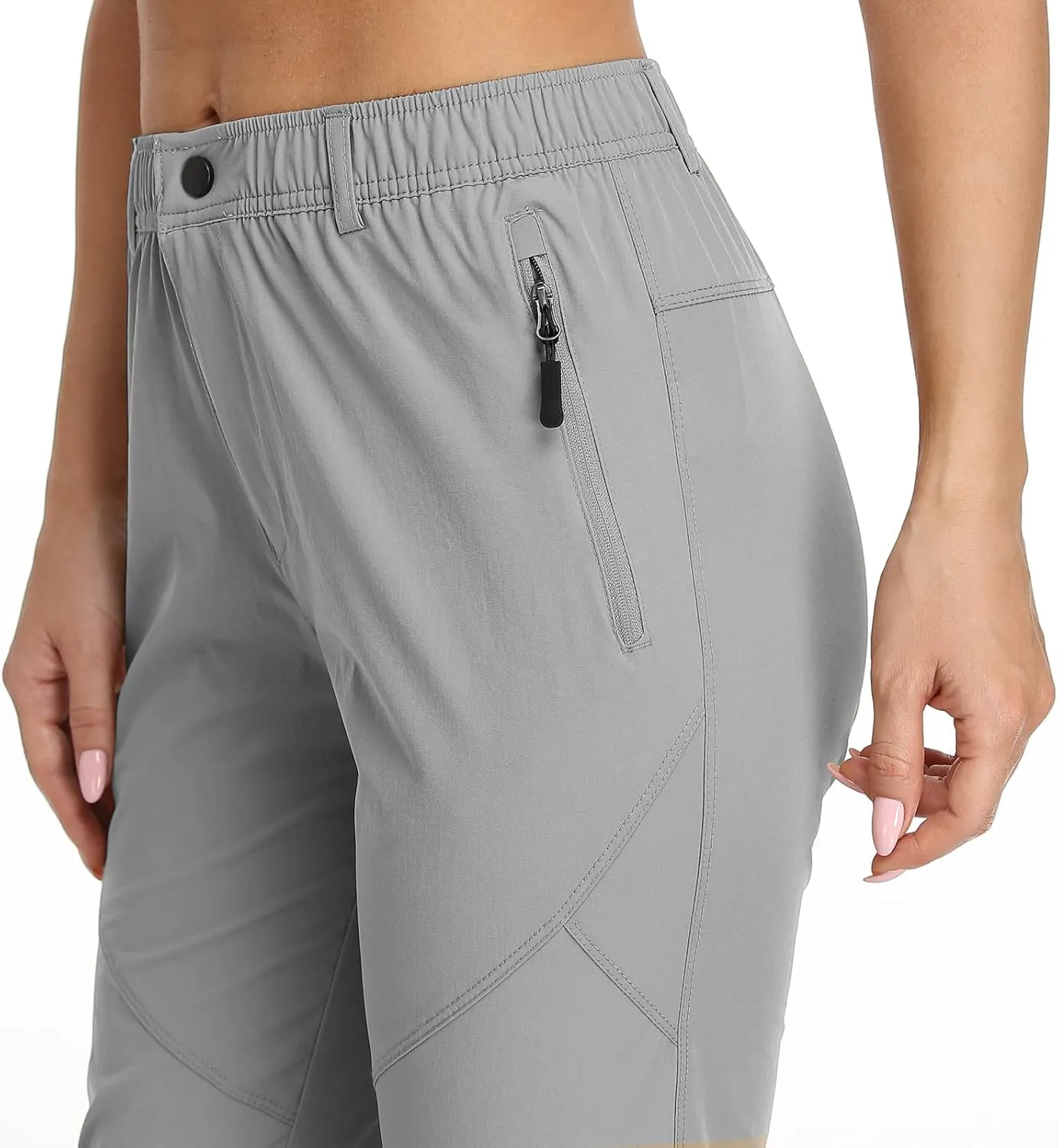 SPOSULEI Womens Summer Lightweight Pants Outdoor Nylon Quick Dry Travel Golf Hiking Sweatpants with Zipper Pockets