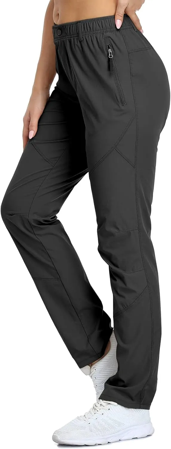 SPOSULEI Womens Summer Lightweight Pants Outdoor Nylon Quick Dry Travel Golf Hiking Sweatpants with Zipper Pockets
