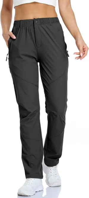 SPOSULEI Womens Summer Lightweight Pants Outdoor Nylon Quick Dry Travel Golf Hiking Sweatpants with Zipper Pockets