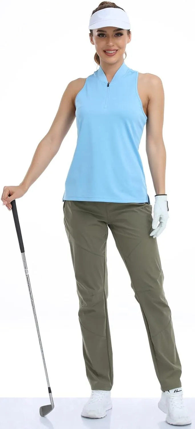 SPOSULEI Womens Summer Lightweight Pants Outdoor Nylon Quick Dry Travel Golf Hiking Sweatpants with Zipper Pockets