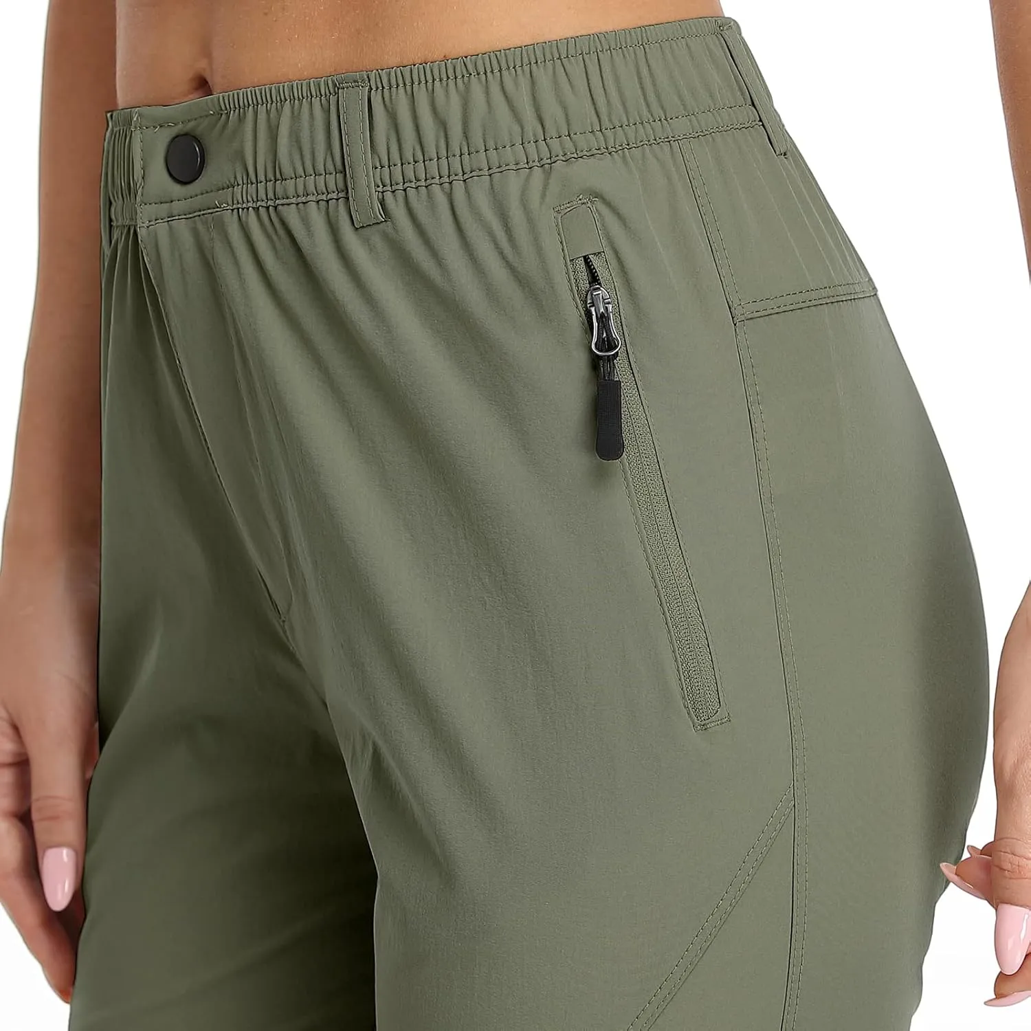 SPOSULEI Womens Summer Lightweight Pants Outdoor Nylon Quick Dry Travel Golf Hiking Sweatpants with Zipper Pockets