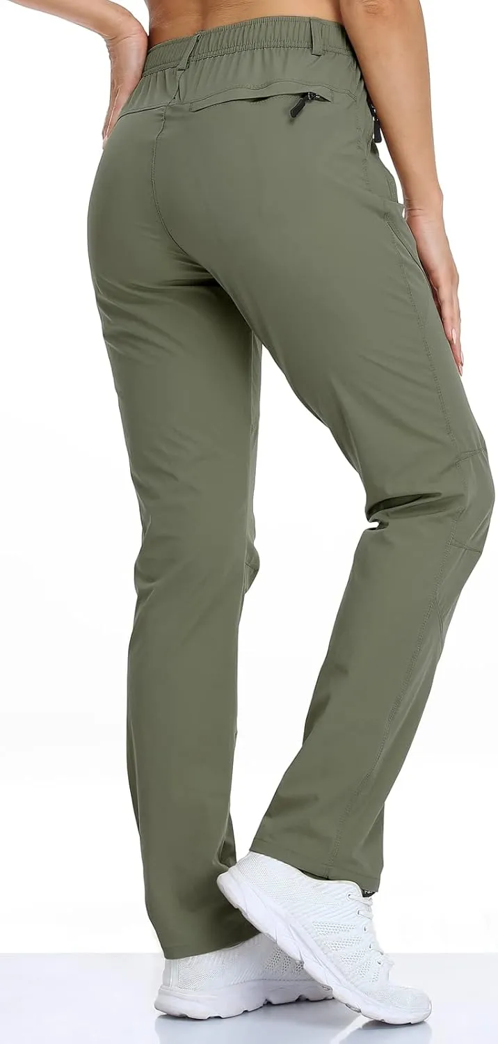SPOSULEI Womens Summer Lightweight Pants Outdoor Nylon Quick Dry Travel Golf Hiking Sweatpants with Zipper Pockets