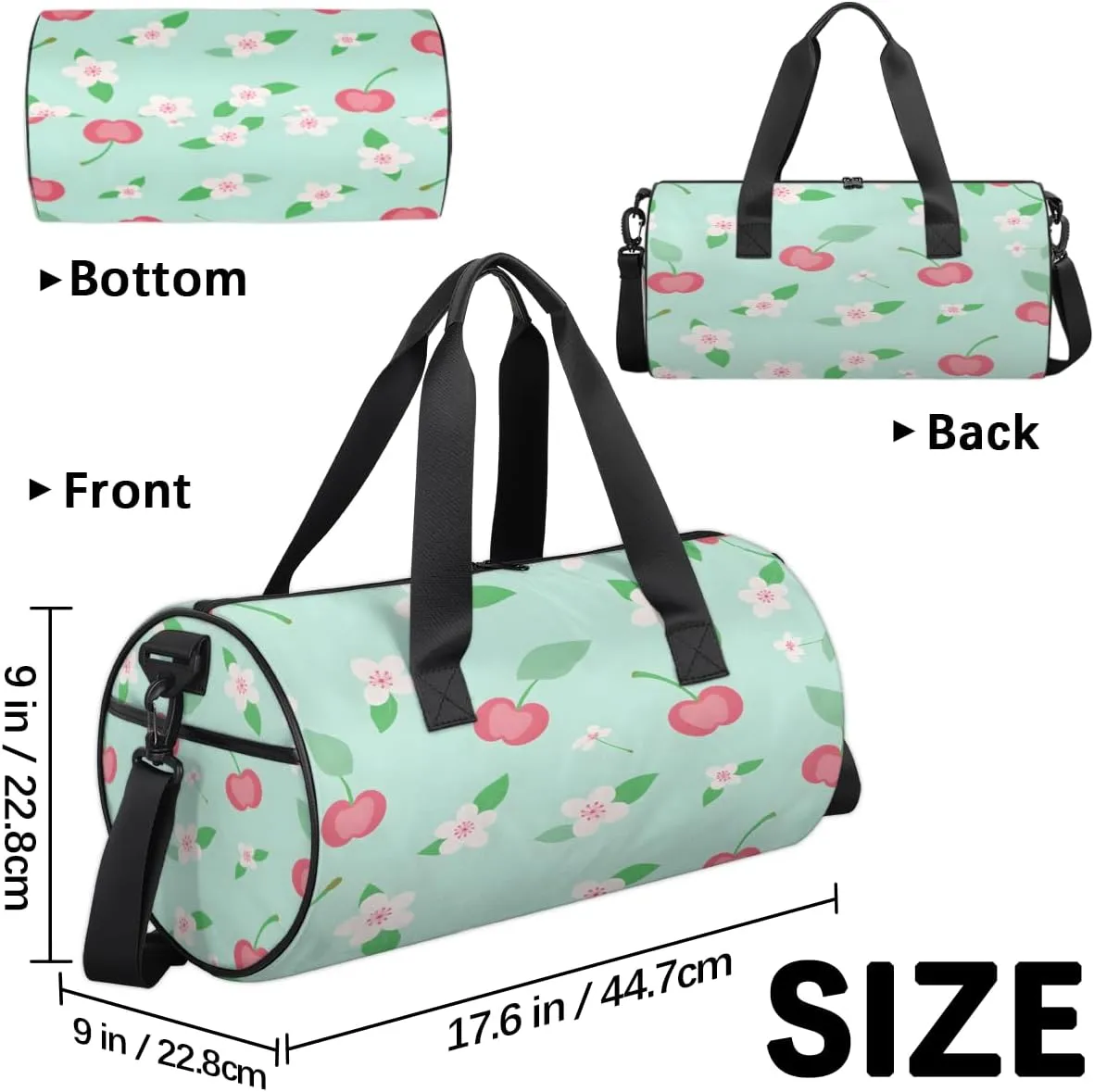 Springtime Fantasy Sports Duffel Bag with Shoulder Strap, Large Capacity Gym Bag with Shoe Compartment, Water Resistant Travel Duffle Bag for Men Women Travel, Sports (17.6x9x9 Inch)
