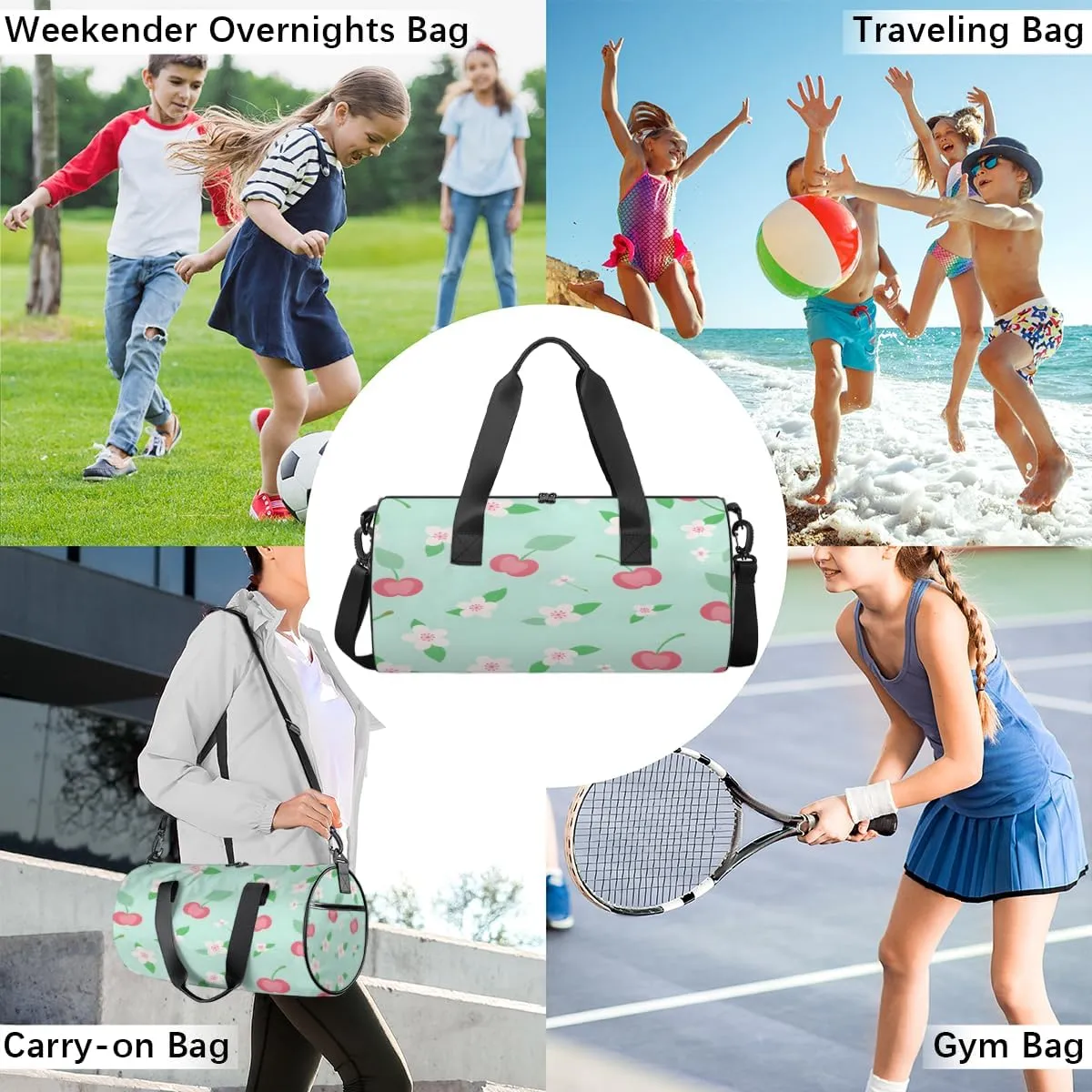 Springtime Fantasy Sports Duffel Bag with Shoulder Strap, Large Capacity Gym Bag with Shoe Compartment, Water Resistant Travel Duffle Bag for Men Women Travel, Sports (17.6x9x9 Inch)