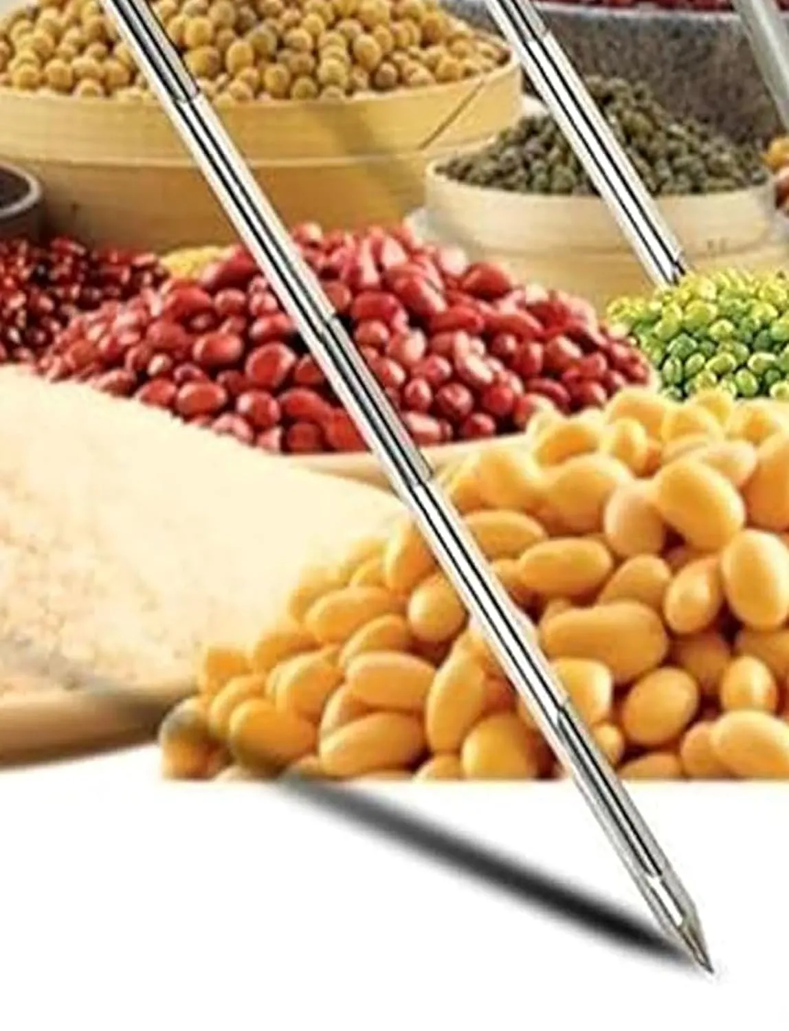 Stainless Steel Grains Powder Sampler Probe Rotary Handle Granule Solid Sack Bag Sampling Thief Double Tubes(3.2x300cm/1.2x118in)
