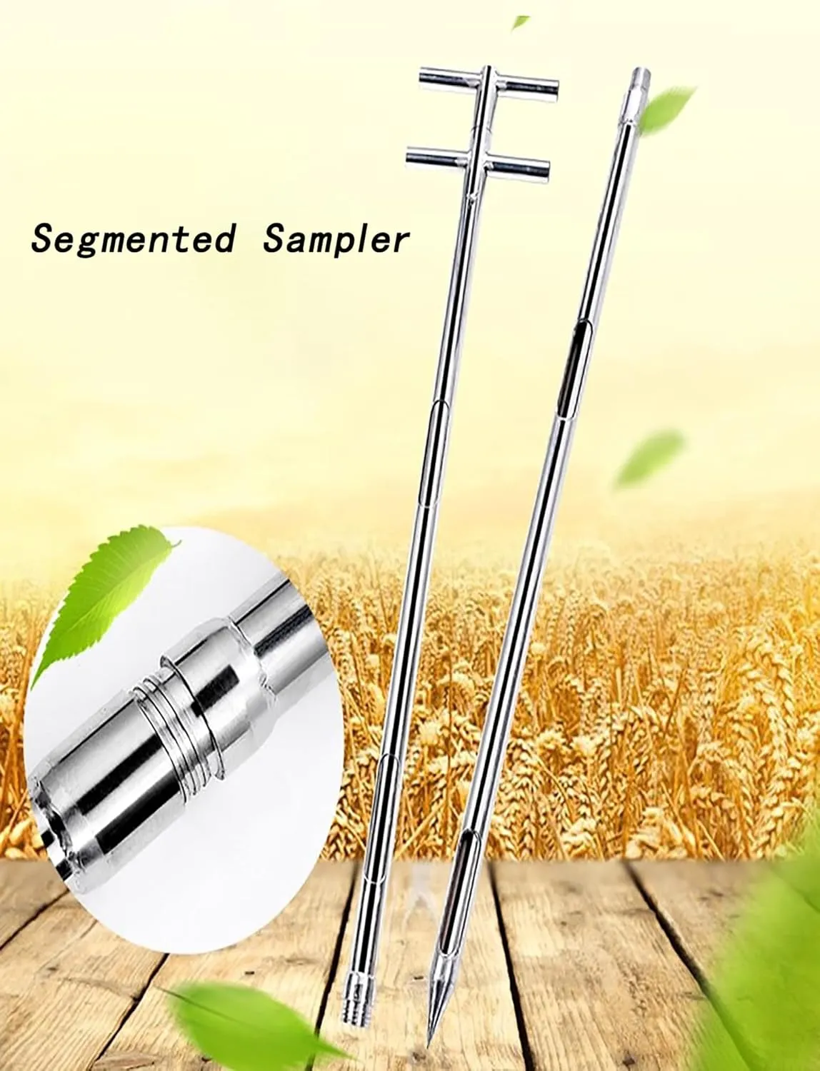 Stainless Steel Grains Powder Sampler Probe Rotary Handle Granule Solid Sack Bag Sampling Thief Double Tubes(3.2x300cm/1.2x118in)