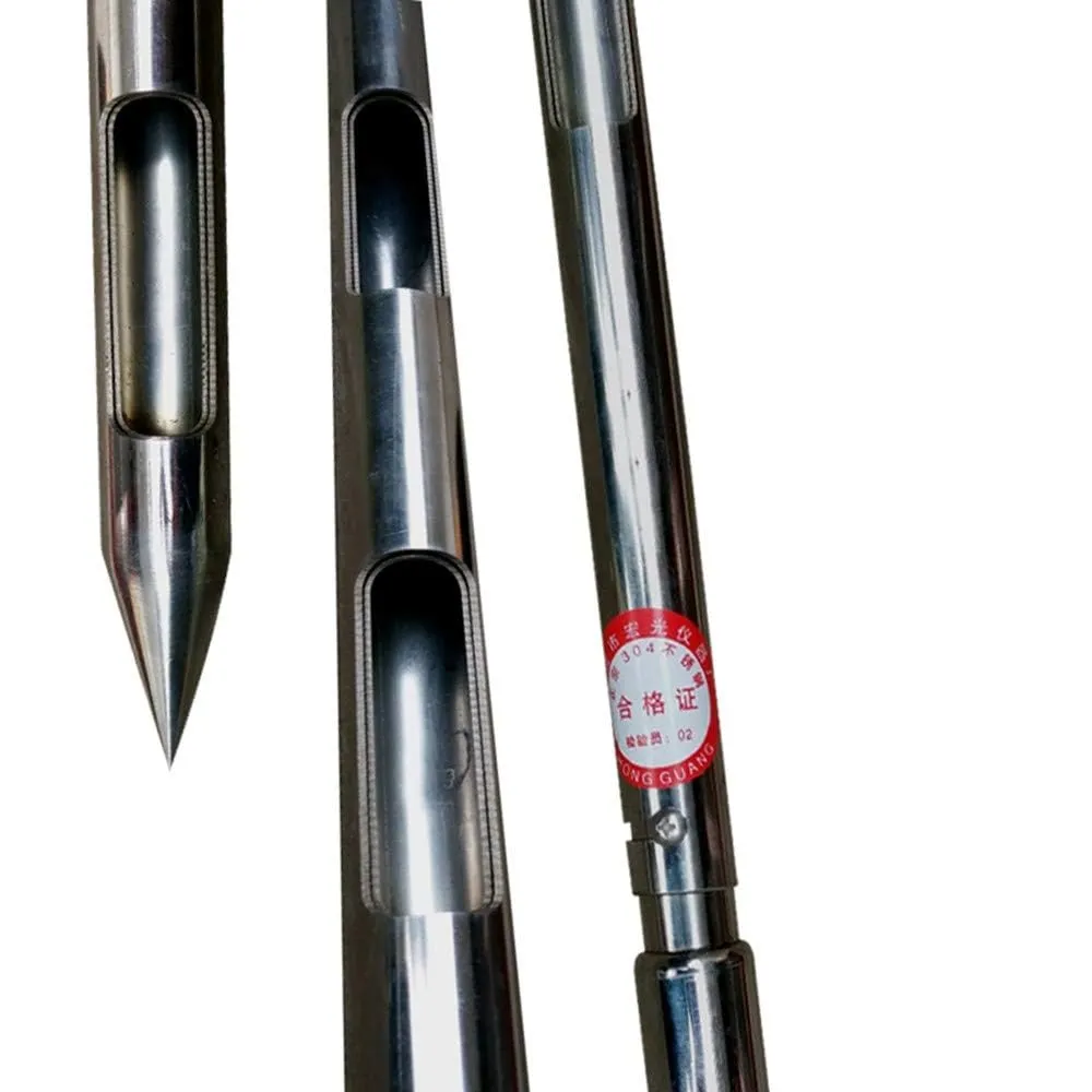Stainless Steel Grains Sampler Probe Rotary Handle Granule Solid Sack Bag Sampling Thief Double Tubes 3 Slots(38mmx 2.5m/1.5X 98.4inch)