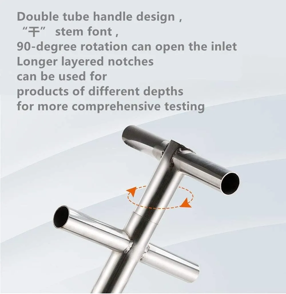 Stainless Steel Grains Sampler Probe Rotary Handle Granule Solid Sack Bag Sampling Thief Double Tubes 3 Slots(38mmx 2.5m/1.5X 98.4inch)