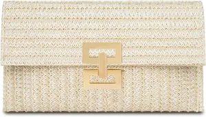Straw Clutch Purse for Women Designer Evening Handbag Summer Beach Shoulder Crossbody Bag