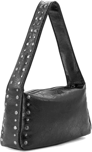 Studded Shoulder Crossbody Bag for Women Cute Trendy Y2K Style Genuine Leather Handbag for Parties or Streetwear