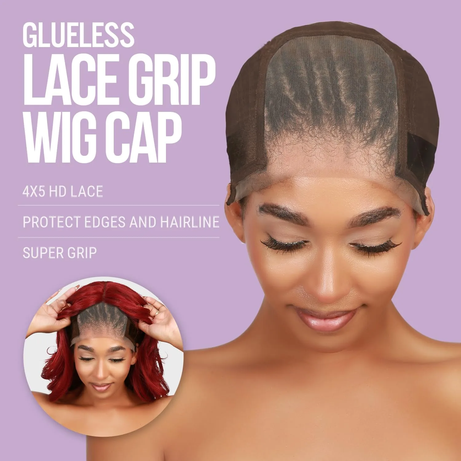 STUDIO LIMITED Non-Slip Wig Cap with Grip Band for Secure Placement, Transparent Lace for Lace Front Wigs, Available in Brown/Dark Brown/Light Beige Tones (Brown)