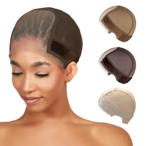 STUDIO LIMITED Non-Slip Wig Cap with Grip Band for Secure Placement, Transparent Lace for Lace Front Wigs, Available in Brown/Dark Brown/Light Beige Tones (Brown)