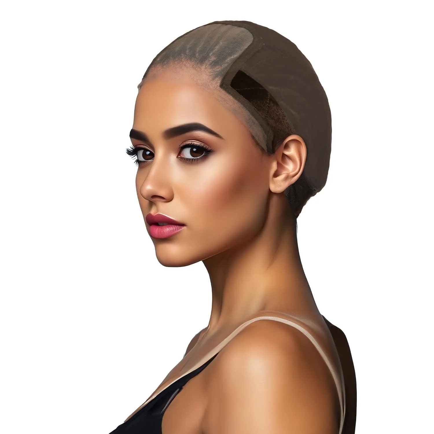 STUDIO LIMITED Non-Slip Wig Cap with Grip Band for Secure Placement, Transparent Lace for Lace Front Wigs, Available in Brown/Dark Brown/Light Beige Tones (Brown)