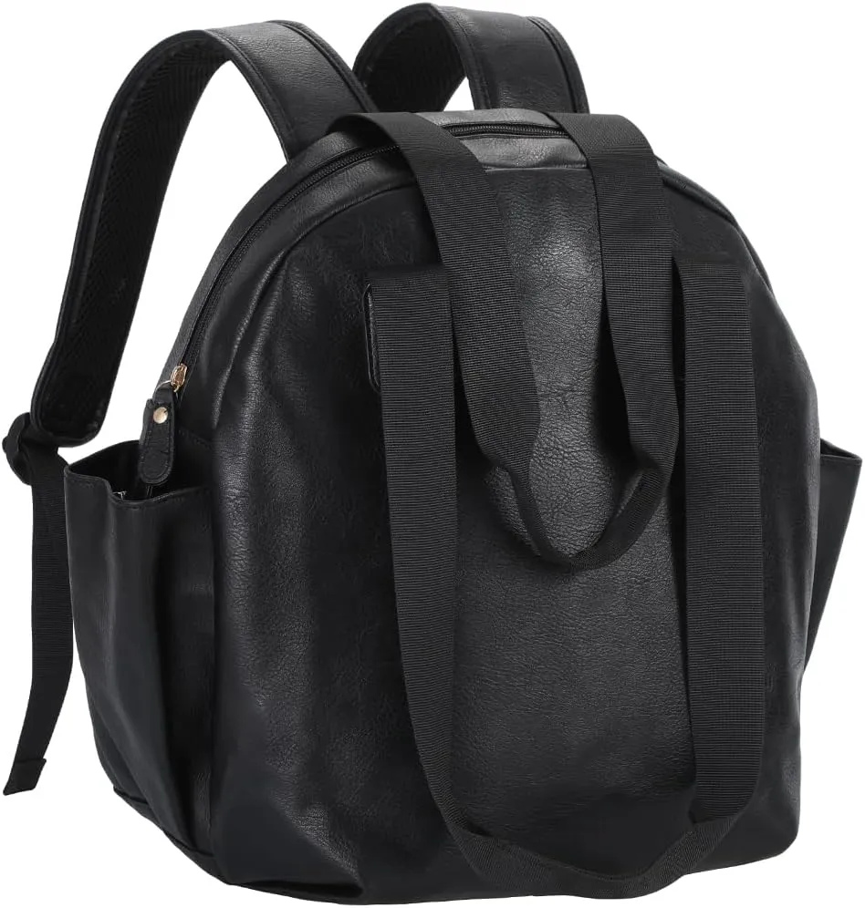 Stylish Diaper Bag Backpack, Leather Large Capacity Travel Baby Diaper Bag Tote for Mom Dad, Handbag shoulder bag, Waterproof, Lightweight Black