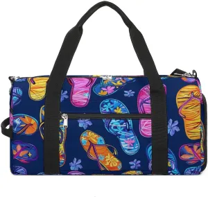 Summer Flip Flops Sports Gym Bag for Men Women Travel Duffel Bag with Shoulder Strap
