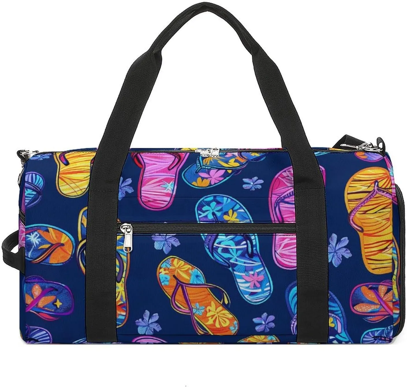 Summer Flip Flops Sports Gym Bag for Men Women Travel Duffel Bag with Shoulder Strap
