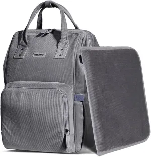 SUNVENO Velvet Stitching Diaper Bag Backpack Large Capacity Tote Shoulder Nappy Bag Organizer for Baby Care with Insulated Pockets,Waterproof Fabric, Grey