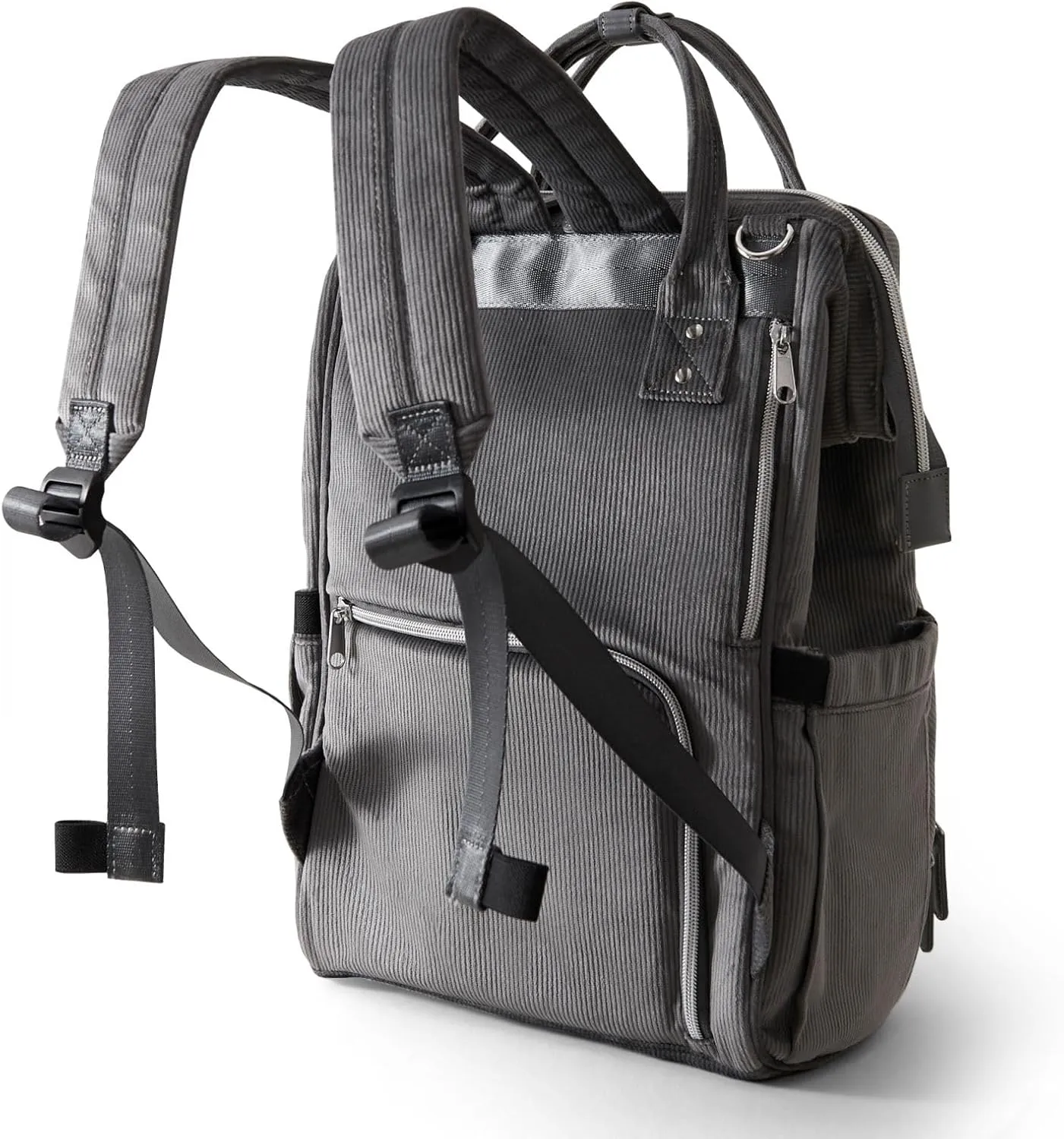 SUNVENO Velvet Stitching Diaper Bag Backpack Large Capacity Tote Shoulder Nappy Bag Organizer for Baby Care with Insulated Pockets,Waterproof Fabric, Grey