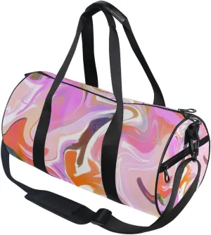 susiyo Small Sports Gym Bag Abstract Pink Orange Liquid Wavy Marble Compact Workout Duffle Bags for Men Women