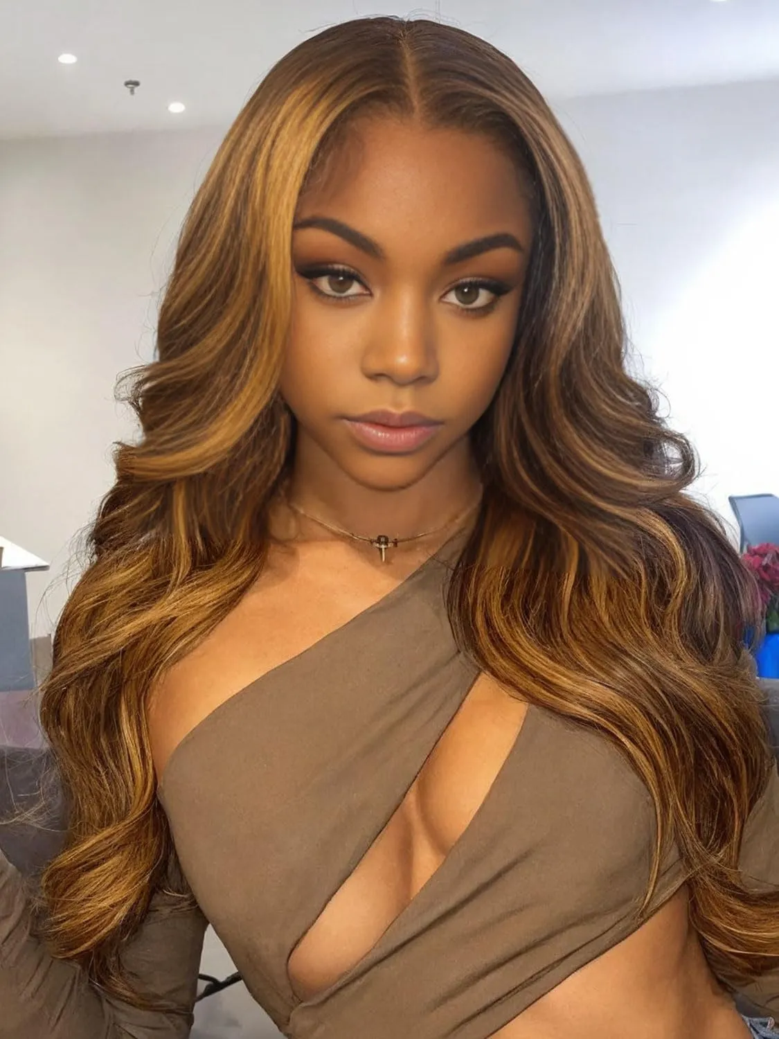 Synthetic Lace Front Wig for Women, Highlight Synthetic Wig,13x6 Hd Lace Front, 26 Inch Long Wavy, Heat Resistant Fiber, Deep Parting, with Baby Hair, Natural Hairline