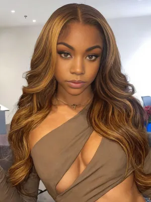 Synthetic Lace Front Wig for Women, Highlight Synthetic Wig,13x6 Hd Lace Front, 26 Inch Long Wavy, Heat Resistant Fiber, Deep Parting, with Baby Hair, Natural Hairline