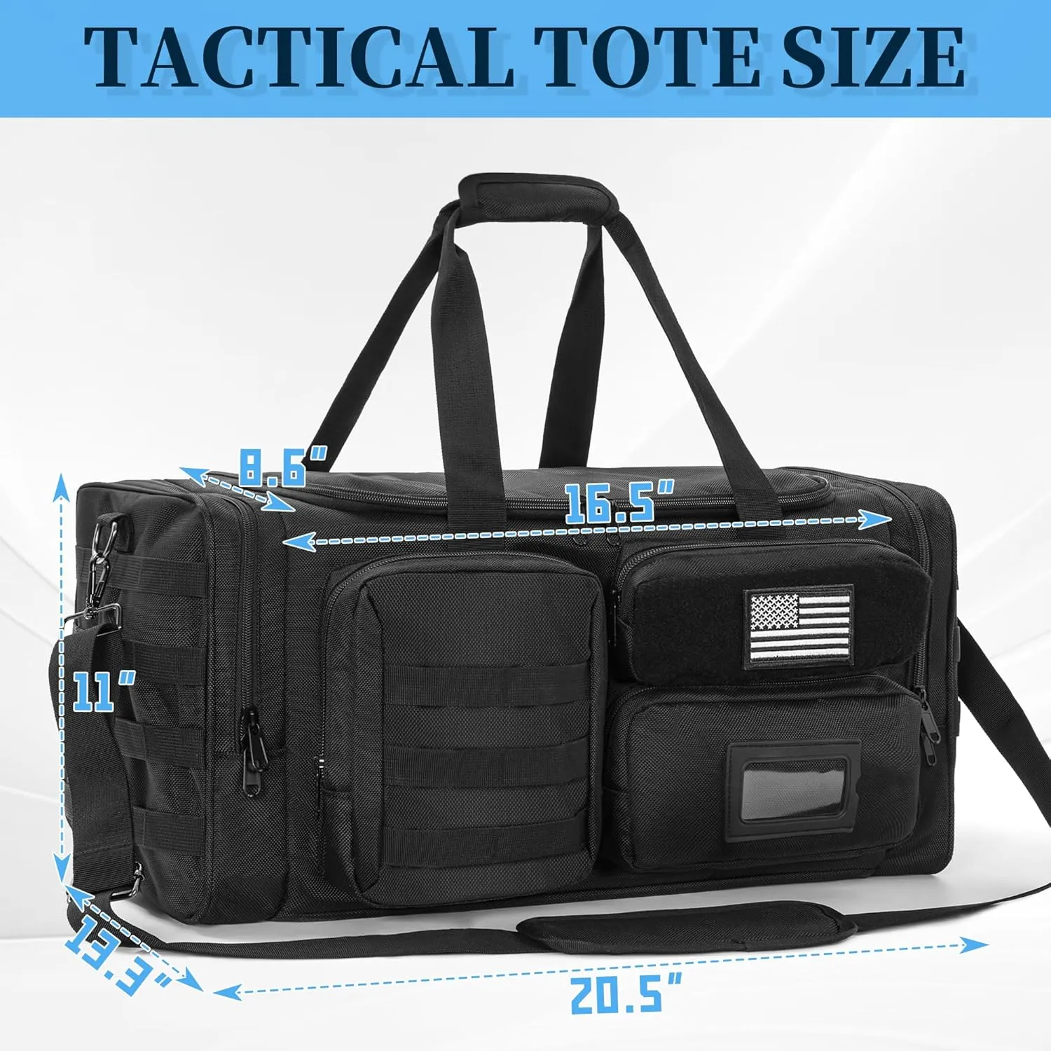 Tactical Pistol Range Bag, Gun Range Bag for Handguns, Shooting Duffle Range Pistol Bag with Compartments, Extra Pockets for Ammo and Essentials, Black