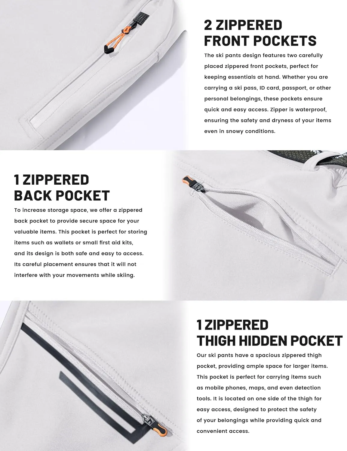 TACVASEN Men's Snow Ski Pants Windproof Snowboard Pants for Men Water Resistant Hiking Pants Fleece Lined Winter Working