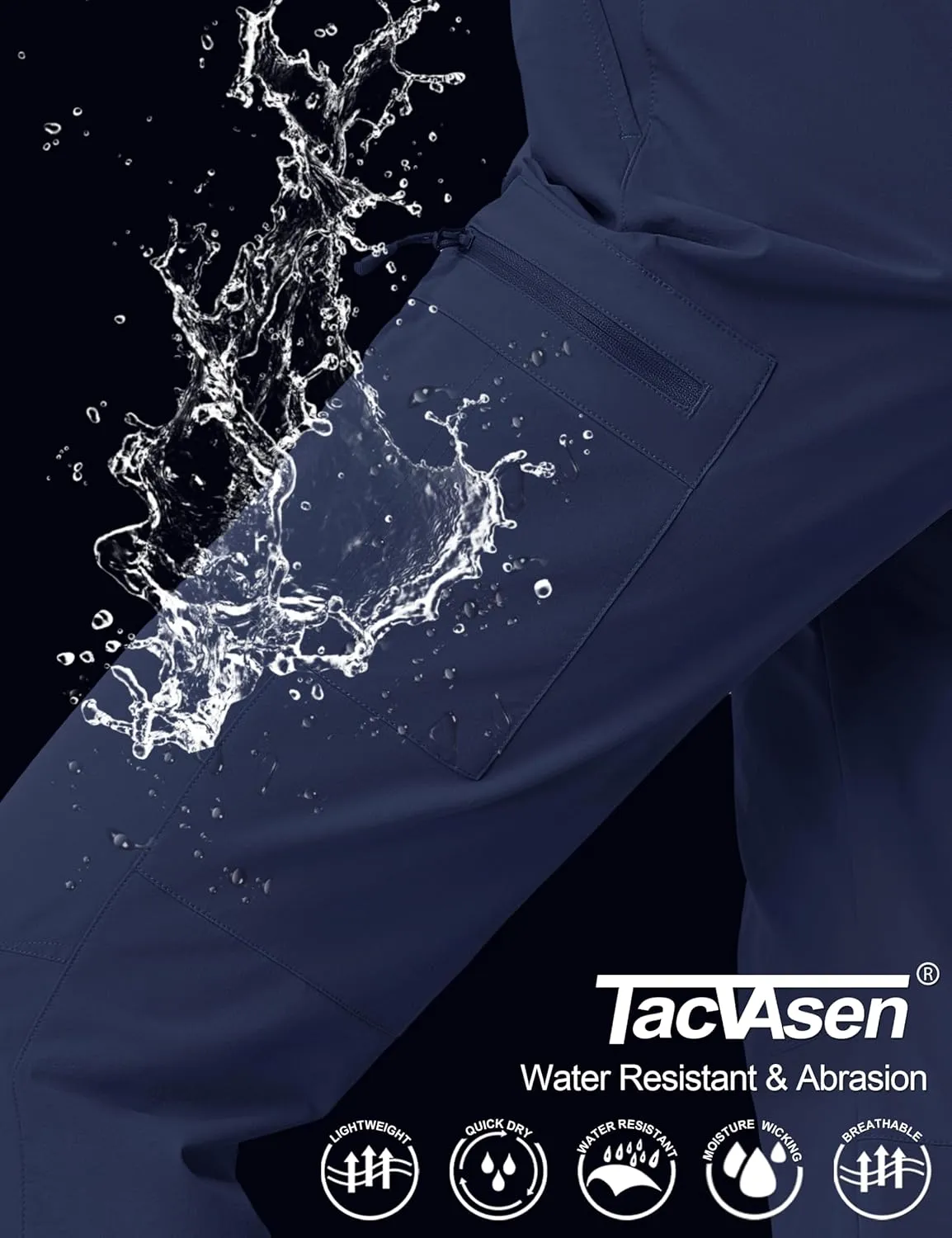 TACVASEN Women's Hiking Cargo Pants Lightweight Water Resistant Quick Dry Outdoor Work Mountain Trouser Zipper Pockets