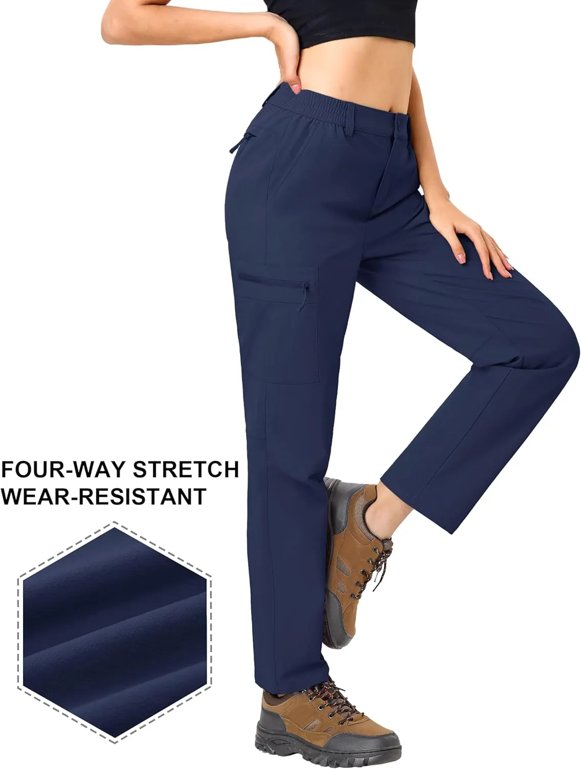 TACVASEN Women's Hiking Cargo Pants Lightweight Water Resistant Quick Dry Outdoor Work Mountain Trouser Zipper Pockets