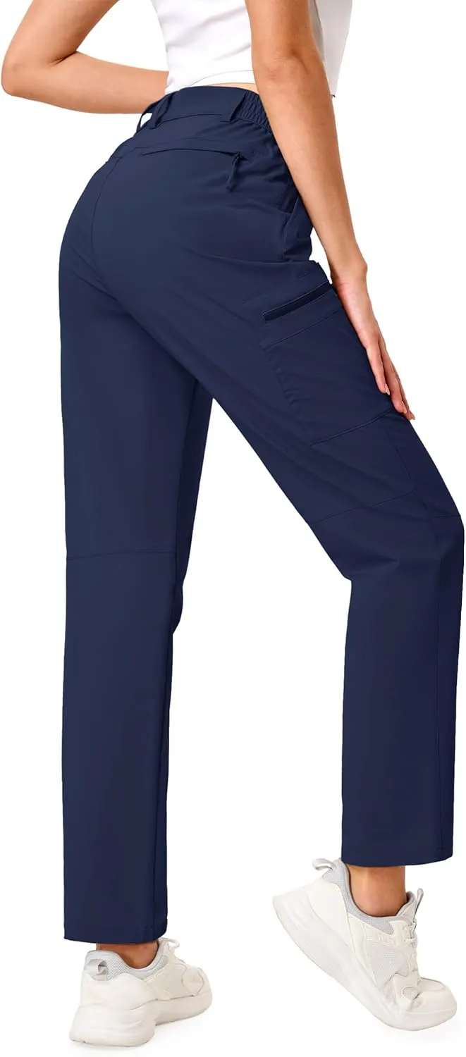 TACVASEN Women's Hiking Cargo Pants Lightweight Water Resistant Quick Dry Outdoor Work Mountain Trouser Zipper Pockets