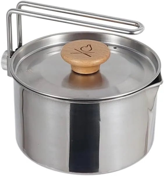 Teakettle Stainless Steel Kettle Outdoor Camping Pot Portable Mountaineering Trekking Cooking Tool Travel Hiking Cookware Equipment