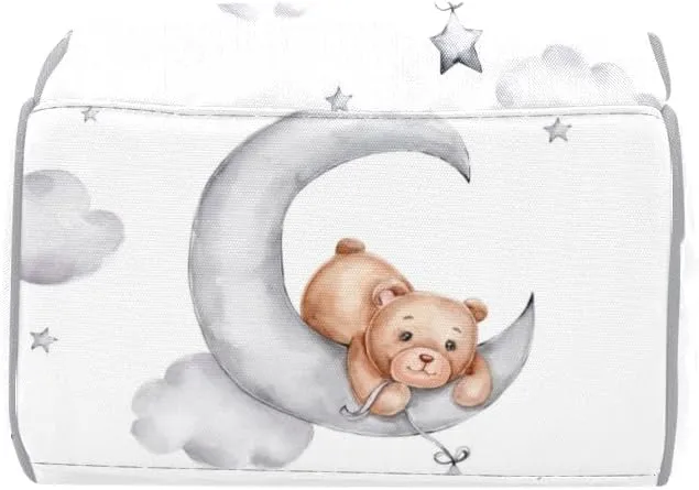 Teddy Bears Moon Clouds Stars Personalized Diaper Bag Backpack,Custom Name Multi Function Diaper Backpack Baby Nappy Bag Mommy Bag Gift