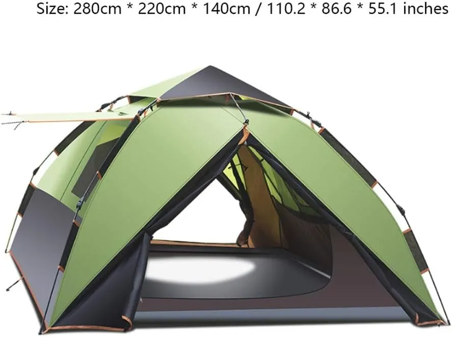 Tent 3-4 Person Wild Camping Outdoor Double-Layer Automatic Tents Mountaineering Beach Four Seasons Rainstorm Sun Tent Yurt (Color : Fruit Green)