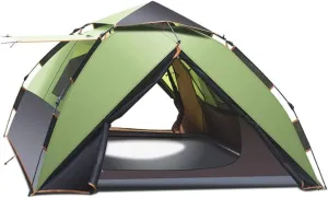 Tent 3-4 Person Wild Camping Outdoor Double-Layer Automatic Tents Mountaineering Beach Four Seasons Rainstorm Sun Tent Yurt (Color : Fruit Green)