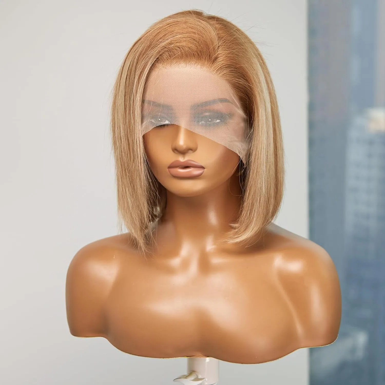 testar 13×4 Brown Mixed Blonde Bob Wig Human Hair Realistic HD Lace Front Wig Human Hair Ready to Go Bob Wig Glueless 12 Inch Straight Brown Bob Human Hair Wigs for Women