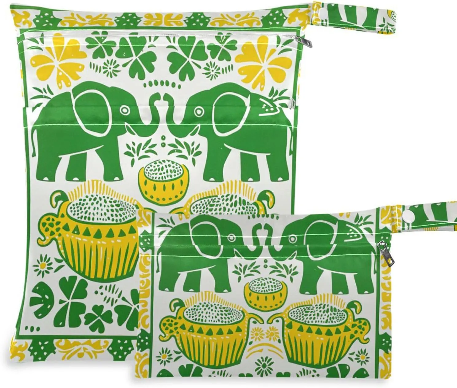Thai Themed Symmetrical Pattern waterproof bag for baby 2 Pack travel essentials for babies with handles for yoga, yoga