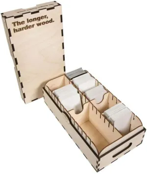 The Broken Token Longer, Harder Wood Card Case - Two Row Wooden Card Organizer Box with Mulitple Adjustable Dividers