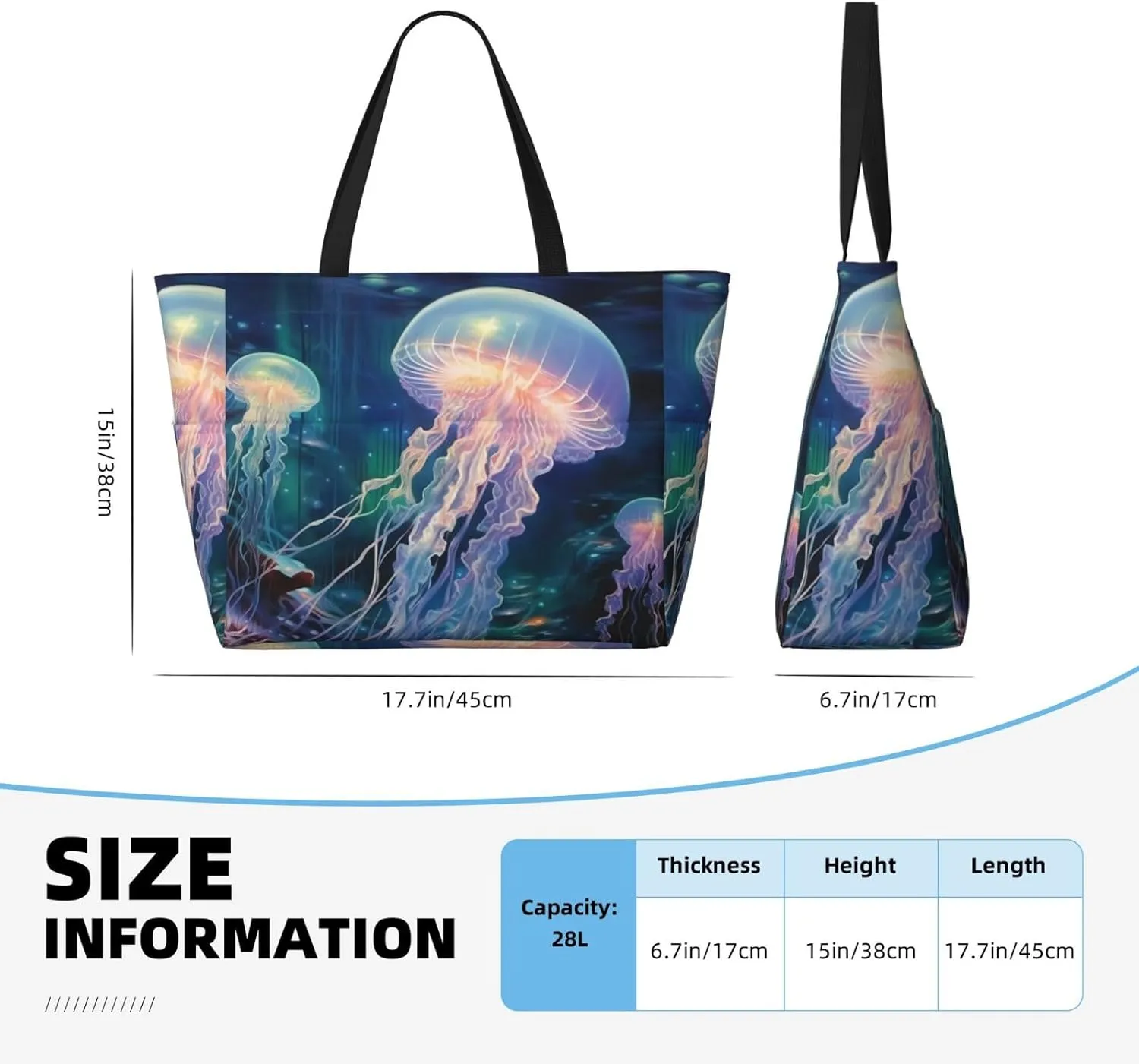 The Goblins In Cartoon Snow Print Multi functional Beach Bag Wide and Waterproof Travel Handbag