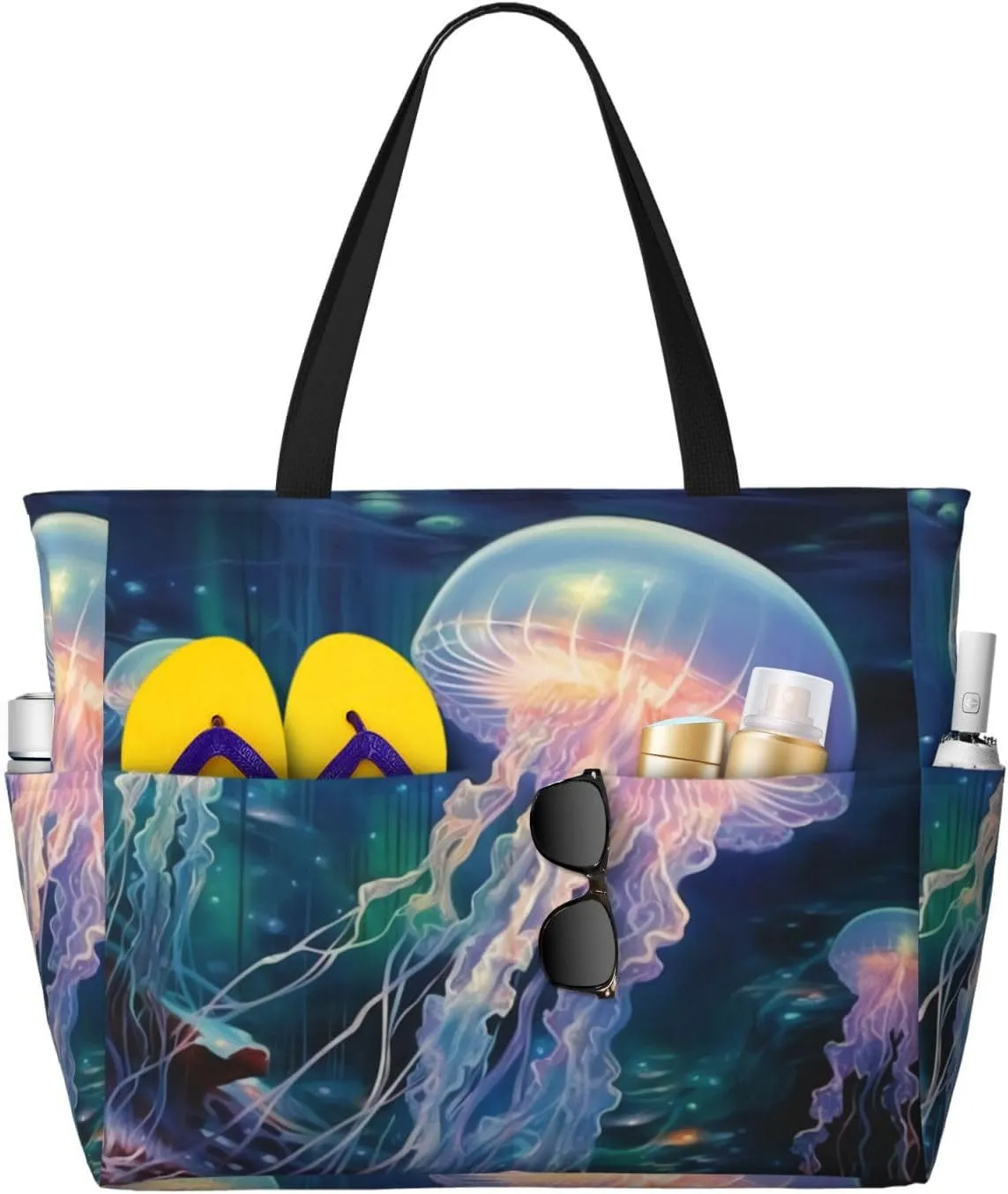The Goblins In Cartoon Snow Print Multi functional Beach Bag Wide and Waterproof Travel Handbag