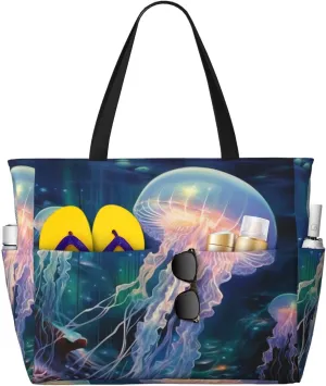 The Goblins In Cartoon Snow Print Multi functional Beach Bag Wide and Waterproof Travel Handbag