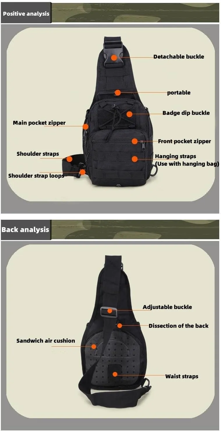 The Latest Men's Crossbody Bag Chest Bag Oxford Bag Shoulder Bag Korean Version Small Backpack Casual Waist Bag (Black python pattern)