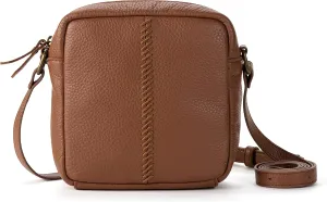 The Sak Maisie Square Crossbody in Leather, Adjustable Strap, Tobacco