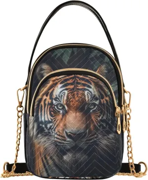 Tiger in Jungle Crossbody Sling Bags for Women, Compact Fashion Handbag with Chain Strap Top handle for Evening Party Dating Travel