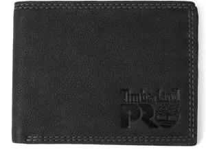 Timberland PRO Men's Slim Leather RFID Bifold Wallet with Back ID Window